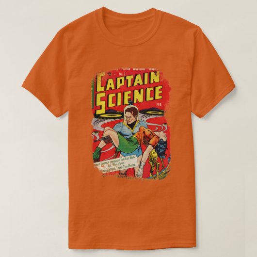 Gescheurde Comic cover Retro Science held  L T-shirt (Design voorkant)