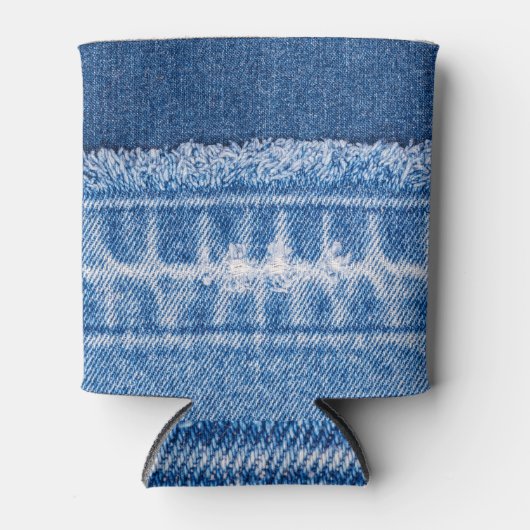 Gescheurde denim: Dubbele Blauwe Jeans Lijst Blikjeskoeler (Voorkant)