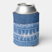 Gescheurde denim: Dubbele Blauwe Jeans Lijst Blikjeskoeler (Blikje Achterkant)