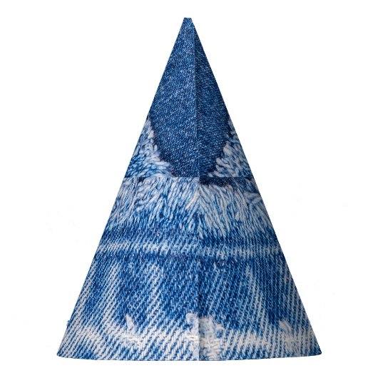 Gescheurde denim: Dubbele Blauwe Jeans Lijst Feesthoedjes (Achterkant)