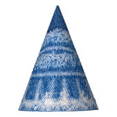 Gescheurde denim: Dubbele Blauwe Jeans Lijst Feesthoedjes (Voorkant)