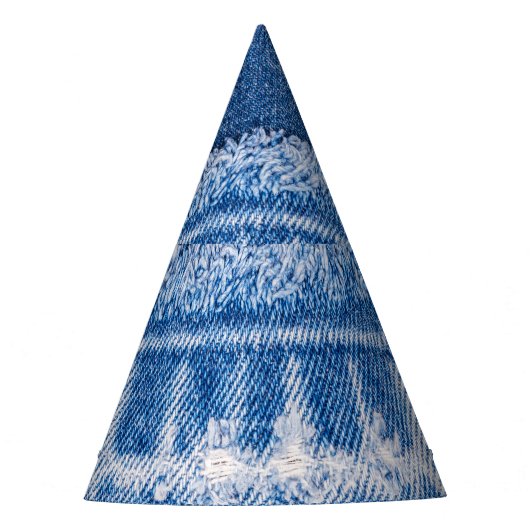 Gescheurde denim: Dubbele Blauwe Jeans Lijst Feesthoedjes (Voorkant)