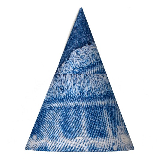 Gescheurde denim: Dubbele Blauwe Jeans Lijst Feesthoedjes (Links)