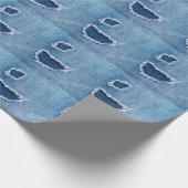 Gescheurde denim stof textuur, blauwe tinten. cadeaupapier (Hoek)