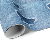 Gescheurde denim stof textuur, blauwe tinten. cadeaupapier (Rol Hoek)