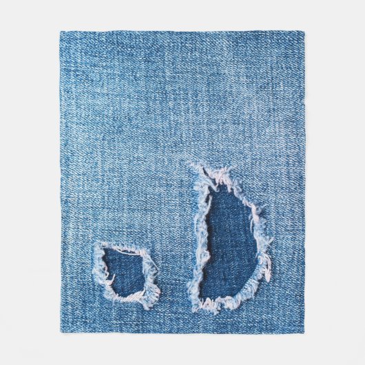 Gescheurde denim stof textuur, blauwe tinten. fleece deken (Voorkant)