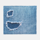 Gescheurde denim stof textuur, blauwe tinten. fleece deken (Voorkant (Horizontaal))