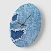 Gescheurde denim stof textuur, blauwe tinten. grote klok (Hoek)