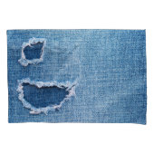 Gescheurde denim stof textuur, blauwe tinten. kussensloop (Voorkant)