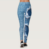 Gescheurde denim stof textuur, blauwe tinten. leggings (Achterkant)