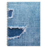 Gescheurde denim stof textuur, blauwe tinten. notitieboek (Voorkant)