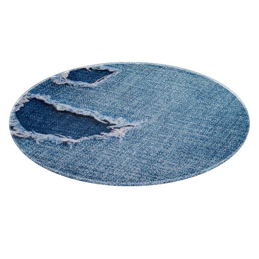 Gescheurde denim stof textuur, blauwe tinten. snijplank (Hoek)