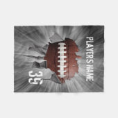 Gescheurde Football gepersonaliseerde zwarte fleec Fleece Deken (Voorkant (Horizontaal))