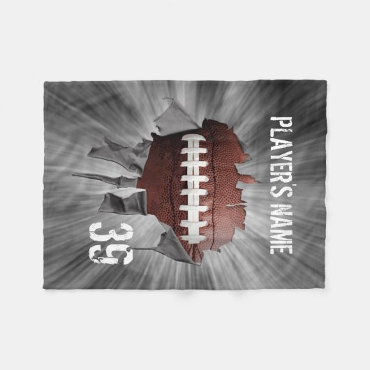 Gescheurde Football gepersonaliseerde zwarte fleec Fleece Deken (Voorkant (Horizontaal))