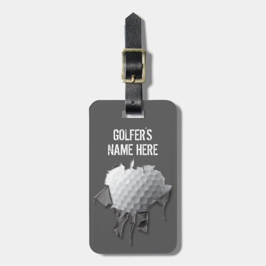 Gescheurde golfbal (gepersonaliseerd) bagagelabel (Voorkant verticaal)