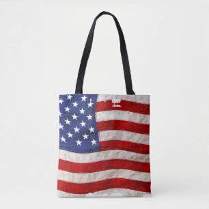 Gescheurde Grunge Patriottische Vlag van de VS Tote Bag