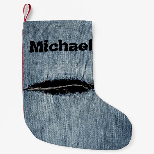 Gescheurde Jeans - Gepersonaliseerd Kleine Kerstsok (Voorkant)