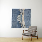 Gescheurde jeans textuur achtergrond. wandkleed (In Situ (horizontaal))