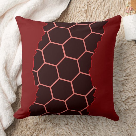 Gescheurde moderne rode, zwarte honingraatstructuu kussen (Deken)