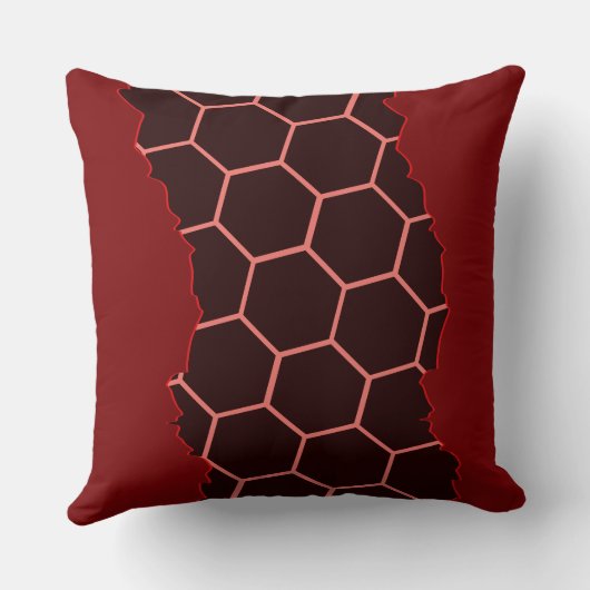 Gescheurde moderne rode, zwarte honingraatstructuu kussen (Achterkant)