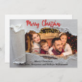 Gescheurde onthulling Kerstmis familie foto Feestdagenkaart (Voorkant / Achterkant)