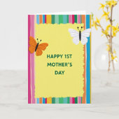 Gescheurde Papier Gelukkige Eerste Moederdag Kaart (Gele Bloem)