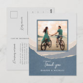 gescheurde papieren bergen trouwfoto bedankt briefkaart (Voorkant / Achterkant)