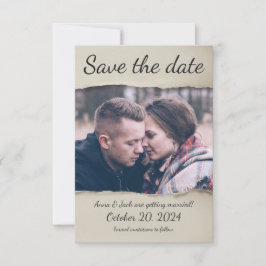 Gescheurde papieren foto Save the Date! Kaart