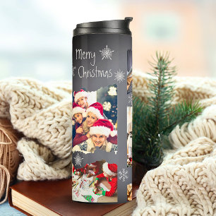 Gescheurde Rand 7 Fotosjabloon Grijze Sneeuwvlokke Thermosbeker