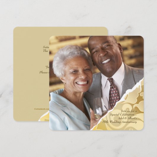 Gescheurde Randen Foto Jubileum Uitnodiging (Voorkant / Achterkant)