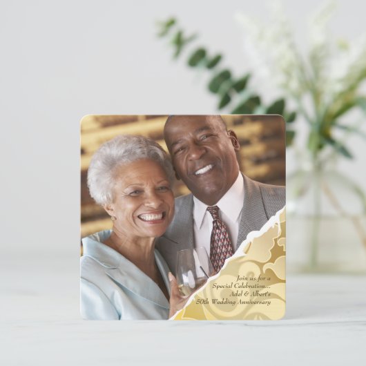 Gescheurde Randen Foto Jubileum Uitnodiging (Staand voorkant)