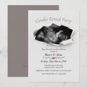 Gescheurde randen Fotogender Reveal Party Invitati Kaart (Voorkant / Achterkant)
