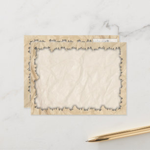 Gescheurde randen op gekreukt papier briefkaart