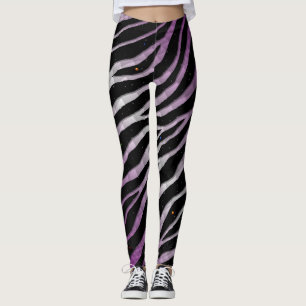 Gescheurde SpaceTime Strepen - Paars/Wit Leggings