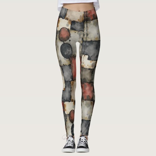 Gescheurde vierkantjes kraspatroon leggings (Voorkant)