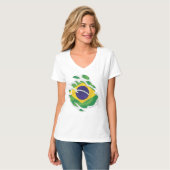 Gescheurde vlag van Brazilië T-shirt (Voorkant volledig)