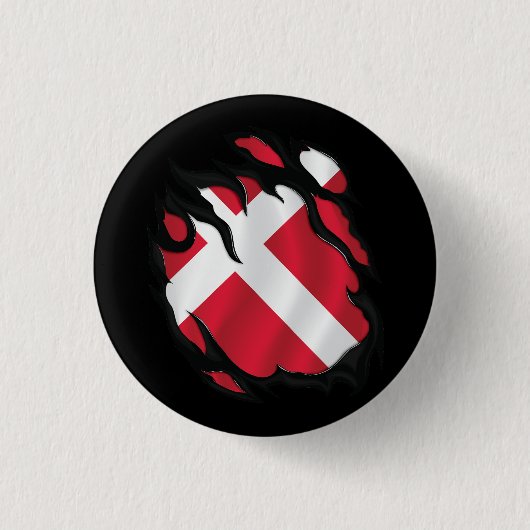 Gescheurde vlag van Denemarken Ronde Button 3,2 Cm (Voorkant)
