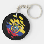 Gescheurde vlag van Ecuador Sleutelhanger (Achterkant)