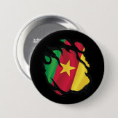 Gescheurde vlag van Kameroen Ronde Button 7,6 Cm (Voorkant /achterkant)