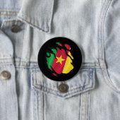 Gescheurde vlag van Kameroen Ronde Button 7,6 Cm (In situ)