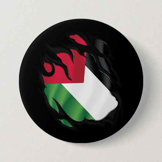 Gescheurde vlag van Palestina Ronde Button 7,6 Cm (Voorkant)