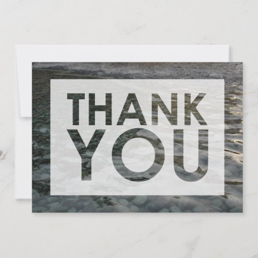 Gescheurde water gladde stenen foto met uitsparing bedankkaart (Voorkant)