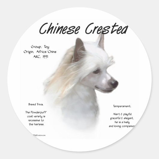 Geschiedenis Chinese Crested (poedervormig) Ronde Sticker (Voorkant)