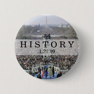 GESCHIEDENIS: Crowd bij de Inauguration Ceremony Ronde Button 5,7 Cm