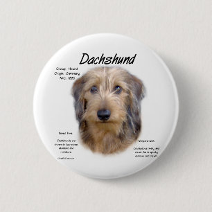 Geschiedenis Dachshund (wirehair) Ronde Button 5,7 Cm