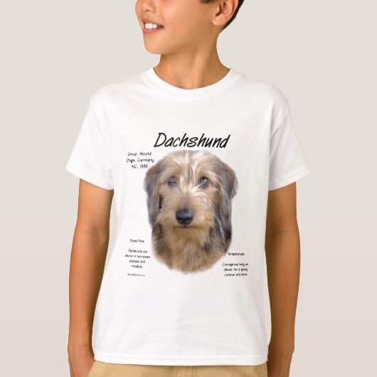 Geschiedenis Dachshund (wirehair) T-shirt (Voorkant)
