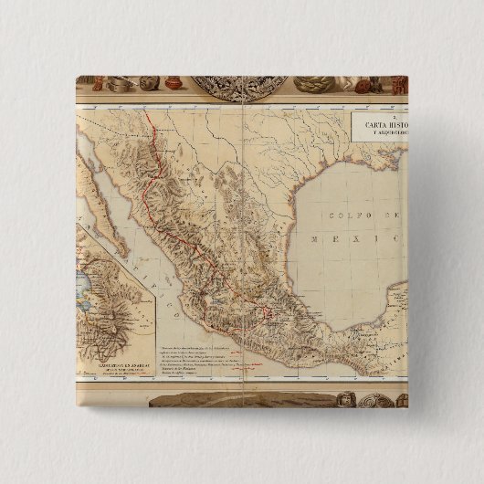 Geschiedenis en architectuur van Mexico Vierkante Button 5,1 Cm (Voorkant)