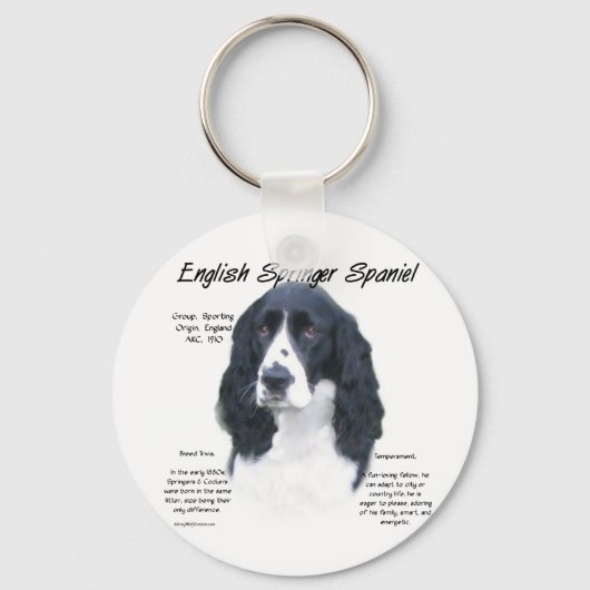 Geschiedenis Engels Springer Spaniel (blk) Sleutelhanger (Voorkant)