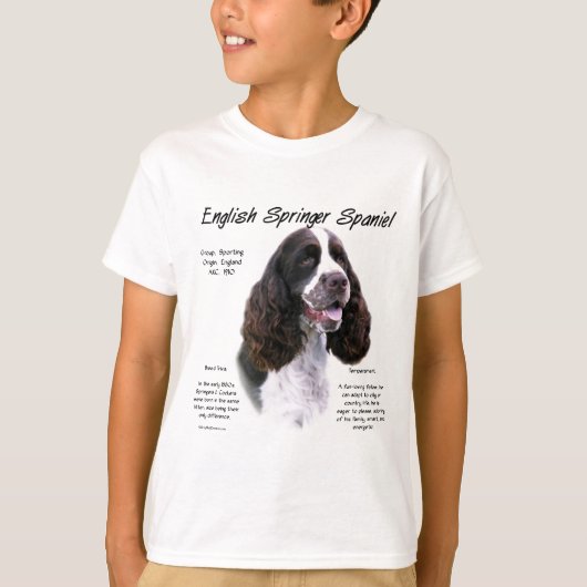 Geschiedenis Engels Springer Spaniel (lever) T-shirt (Voorkant)