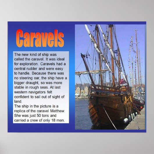 Geschiedenis, exploratie, reizen, zeilschip poster (Voorkant)